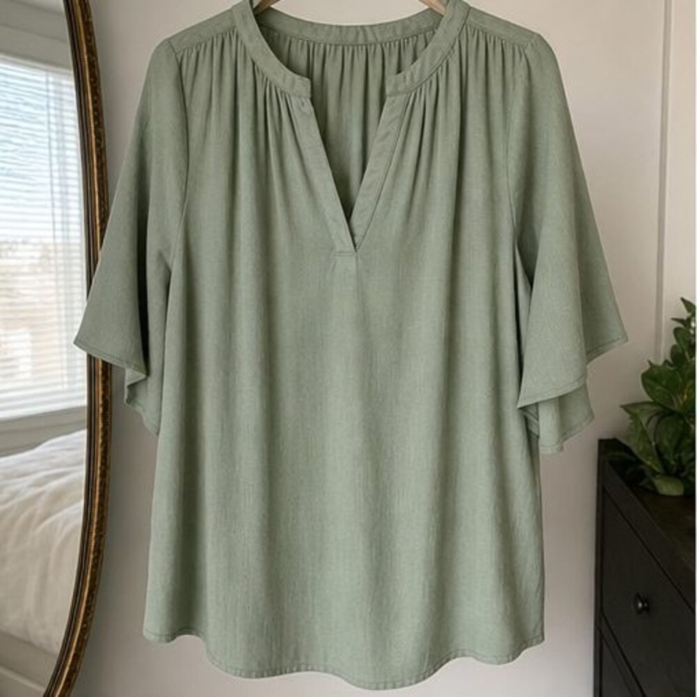 Charcoal Button Blouse